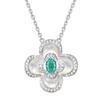 Vintage Paraiba Necklace for Women, Four-leaf Clover White Mother-of-Pearl Clavicle Chain, Aquamarine, Red Corundum, Tourmaline, Light Luxury New