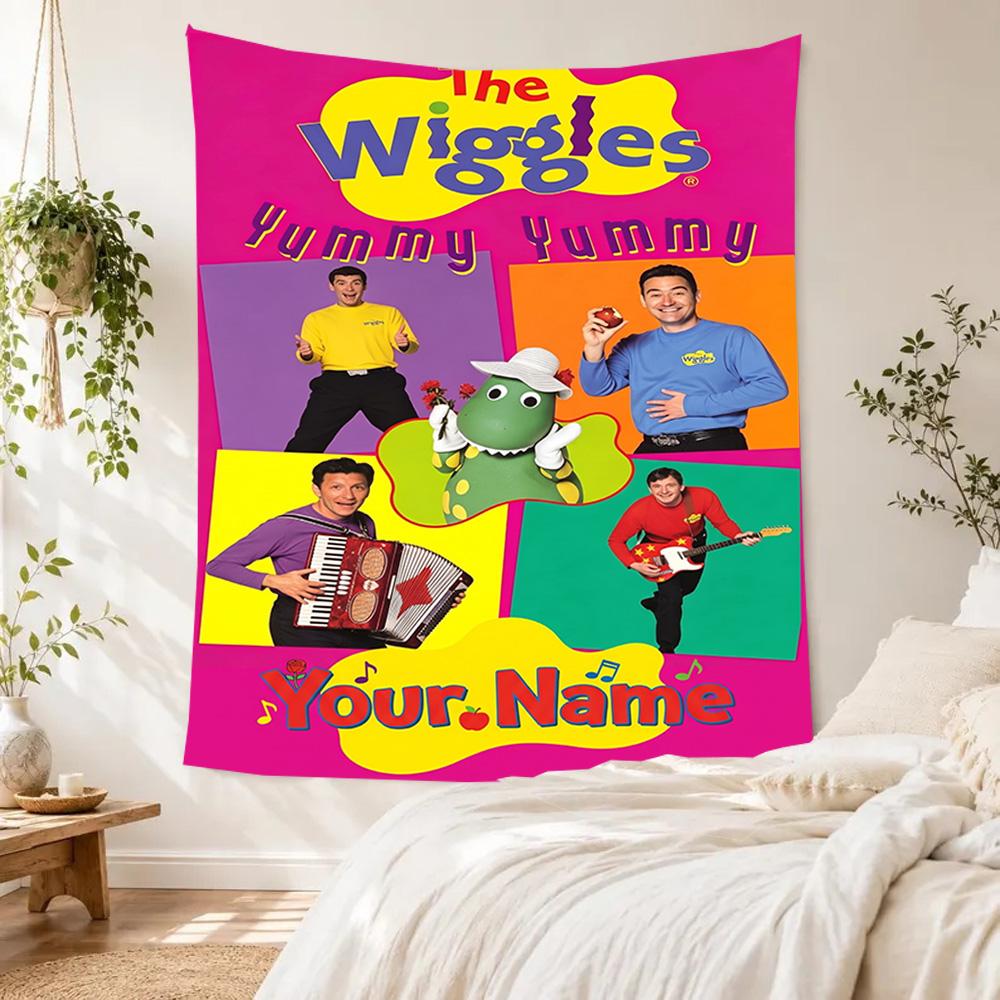 Wiggles Custom Name Tapestry Foldable Wall Tapestry Smooth Polyester Great for Meditation Room All-Season Use Housewarming Gift