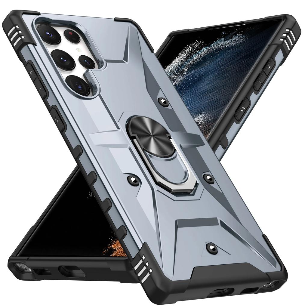 For Samsung Galaxy S22 S23 S24 S25 Ultra Plus A14 A34 A54 A15 5G Shockproof Heavy Duty Armor Phone Case Cover Ring Kickstand