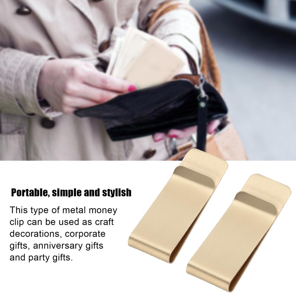 2Pcs Metal Money Clips Stainless Steel SpecialShaped   Wallets Credit Cards Holders for Men(Gold )
