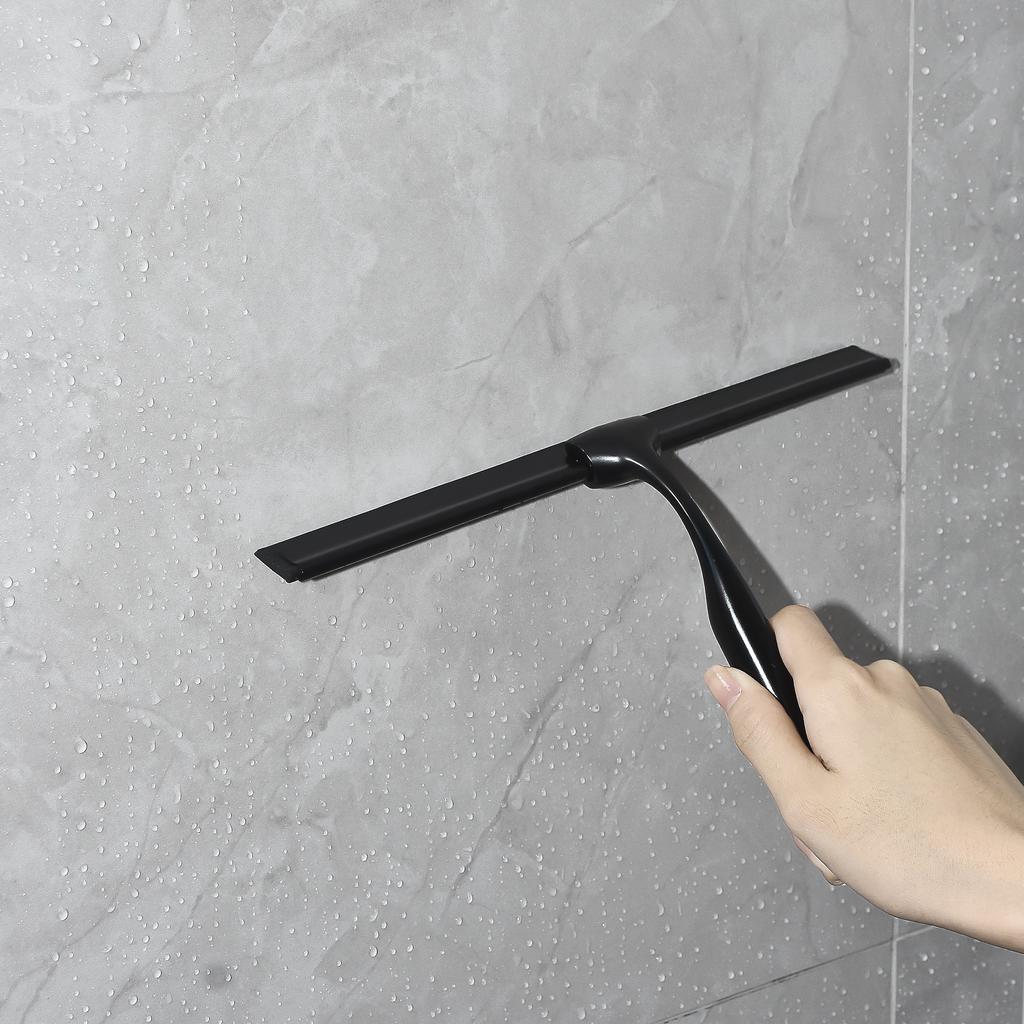 Squeegee 10'' 12'' 14'' INCH Black Rubber Silicone Shower Cleaner with Hook Stainless Steel Scraper Bathroom Car Window Tools