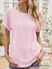 Women's Eyelet Summer Round Neck Short Sleeve Casual T-shirt