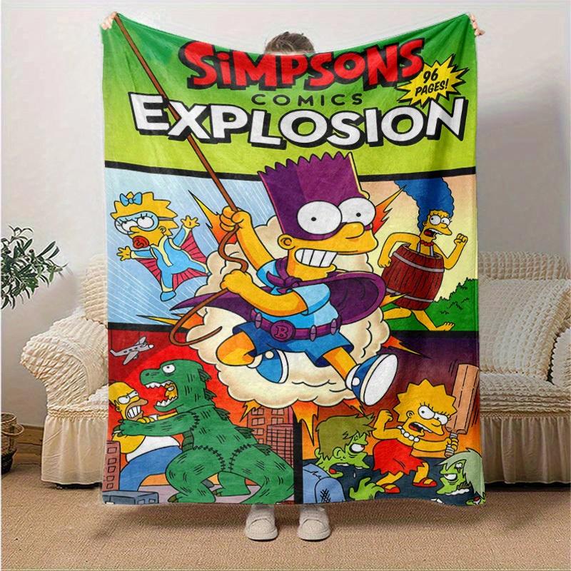 Koc z kreskówki Simpsonowie, Krótki pluszowy, uroczy, ciepły koc, Dekoracja domu w salonie, Sofa, Cztery pory roku, Podróż
