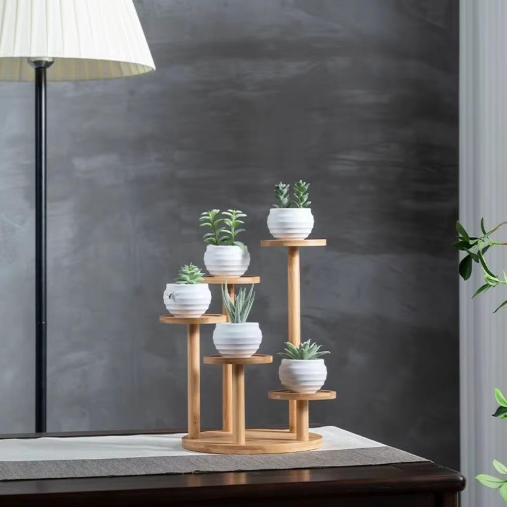 Tree Branch shape Desktop Flower Rack Bamboo Shelf Mini Flowerpot Holder  for Window