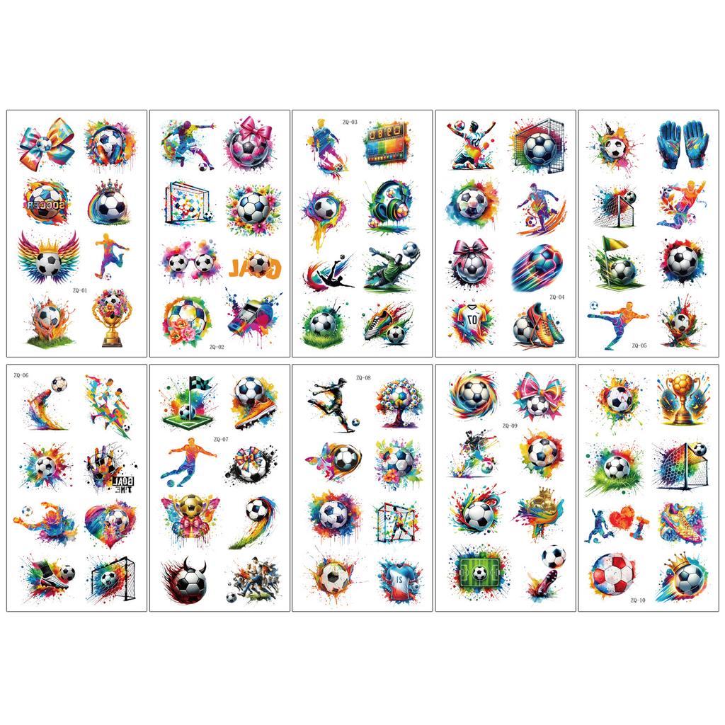Bemalte Graffiti Fußball Temporäre Tattoos, Party-Requisiten, 20 Stück pro Set.