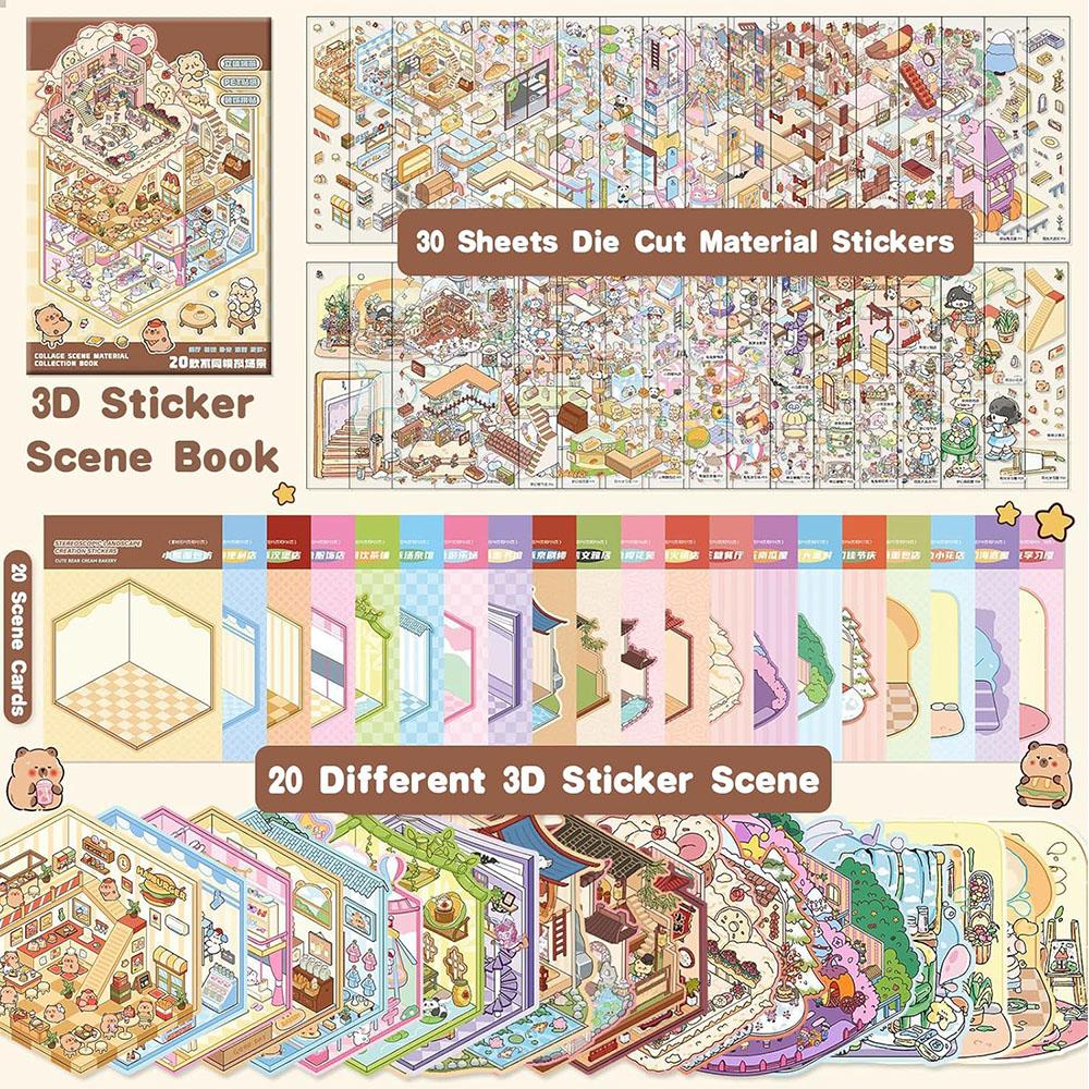 1 Set DIY 3D Sticker Szenen Sammelalbum Für Erwachsene Stressabbau Zeitvertreib