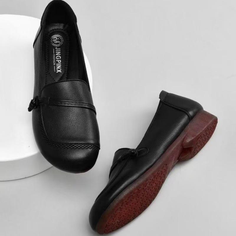 

Retro shoes elastic soft surface soft bottom flat bottom spring and autumn new versatile shallow mouth one pedal women s shoes 35 чорний