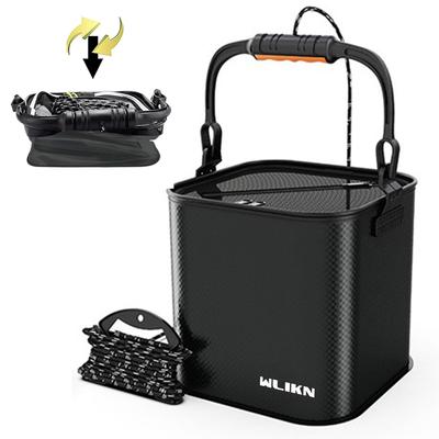 Wlikn Folding Fishing Bucket, Multifunctional, 11L Large Capacity, Lightweight EVA, Water Bucket, Mesh Cover Bucket, Utilizing Bucket for Fishing