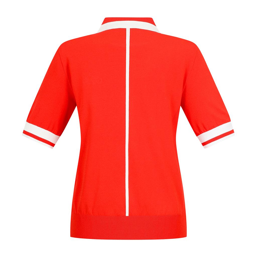 SUPERIOR Women'S Collared Short Sleeve Sweater Orange (Iw0Ftsy20166)
