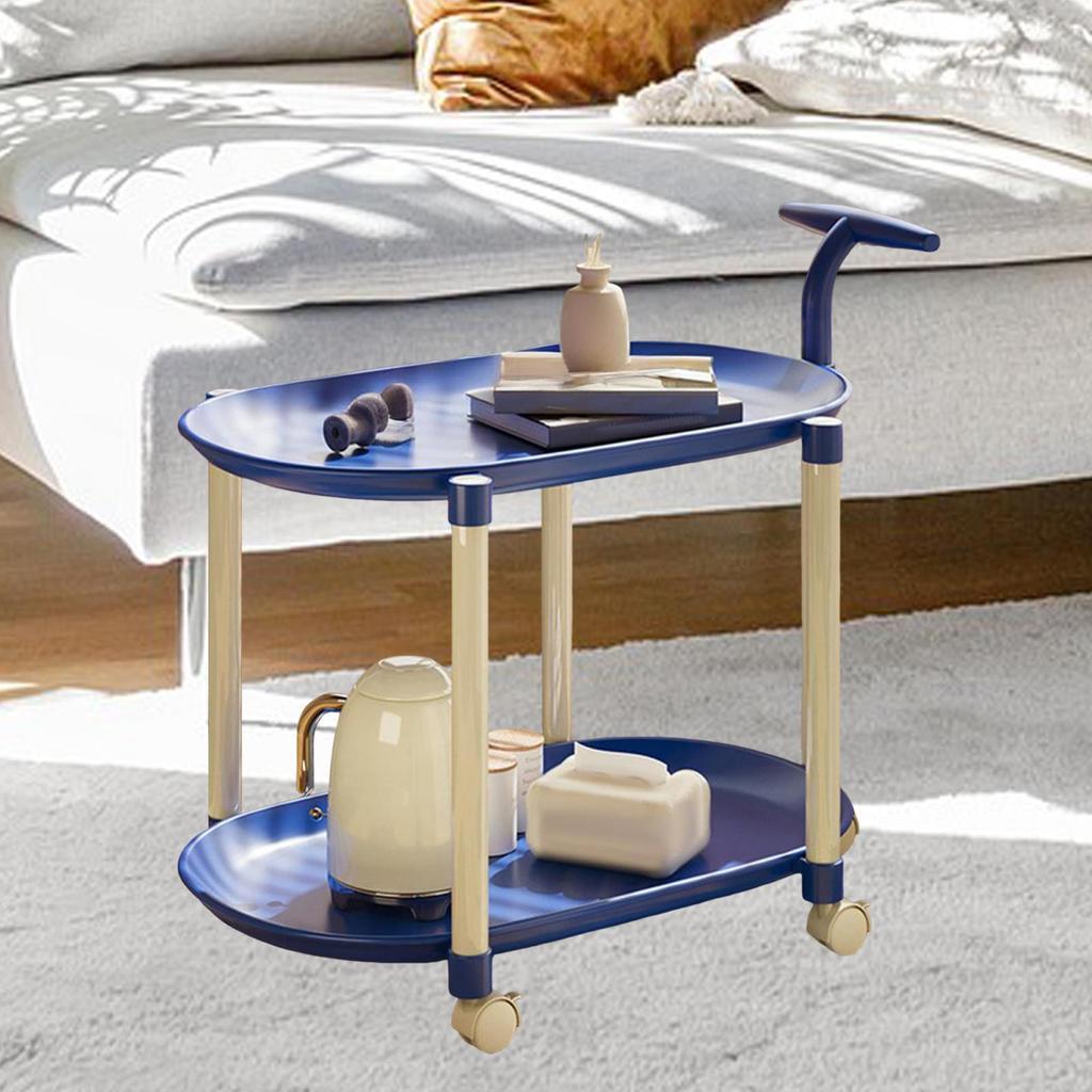 Carrello di Servizio Tavolino da Divano Doppi Ripiani Aperti Decorazione Regali Minimalista con Ruote Versatile Scaffale portaoggetti per la Casa