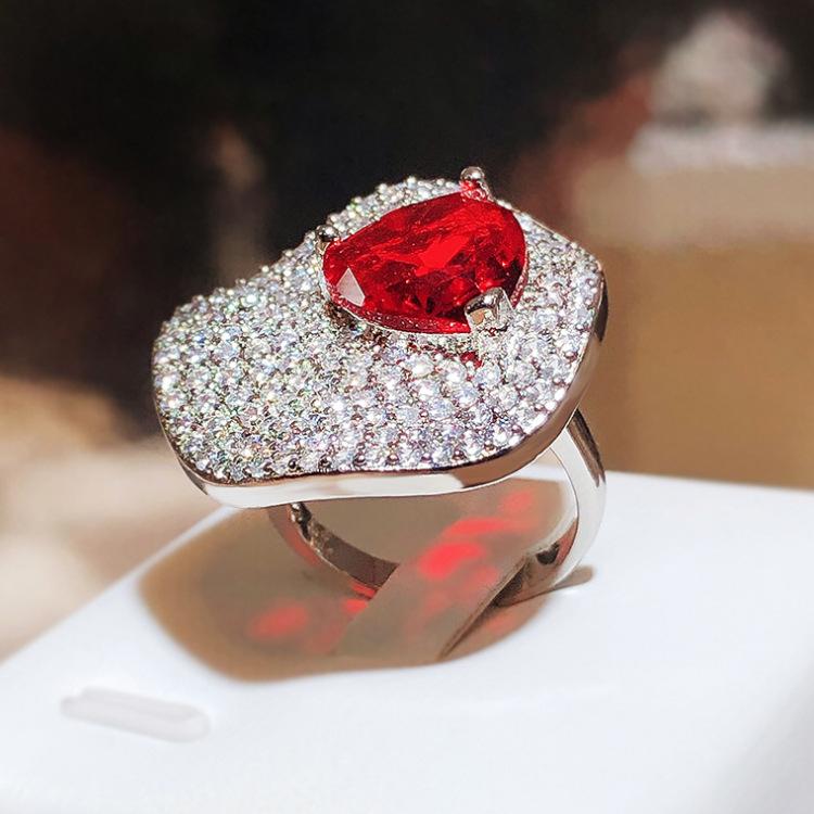 Fashion Retro Temperament Bright Dove Love Zircon Ring Female Opening