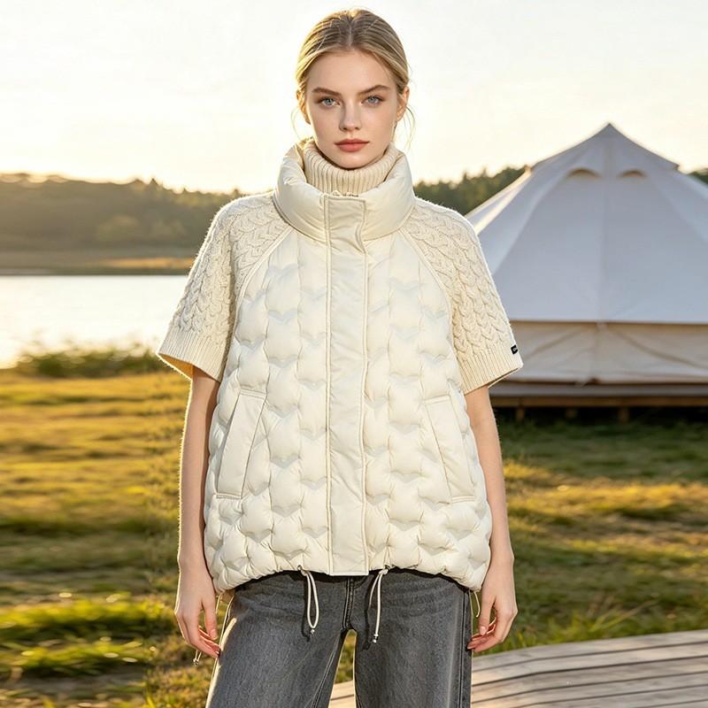 Womens Oversized Quilted Vest With Knit