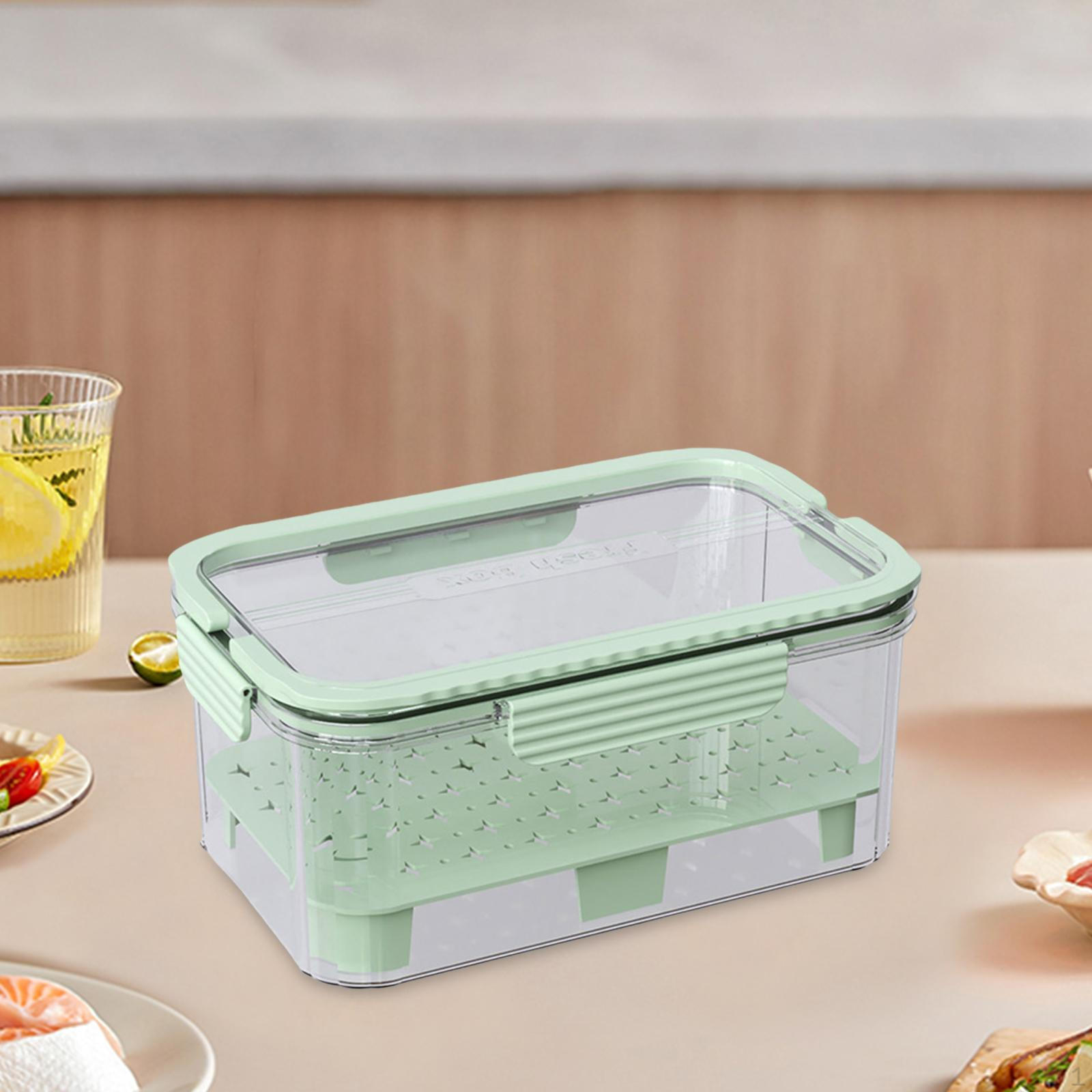 

Контейнер для зберігання їжі для кемпінгу для фруктів з ручкою Прозорий контейнер для використання на відкритому повітрі зелений