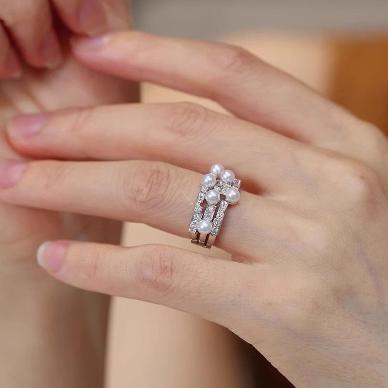 French romantic baroque pearl closed ring, girls wear ins index finger ring light luxury high-end ring