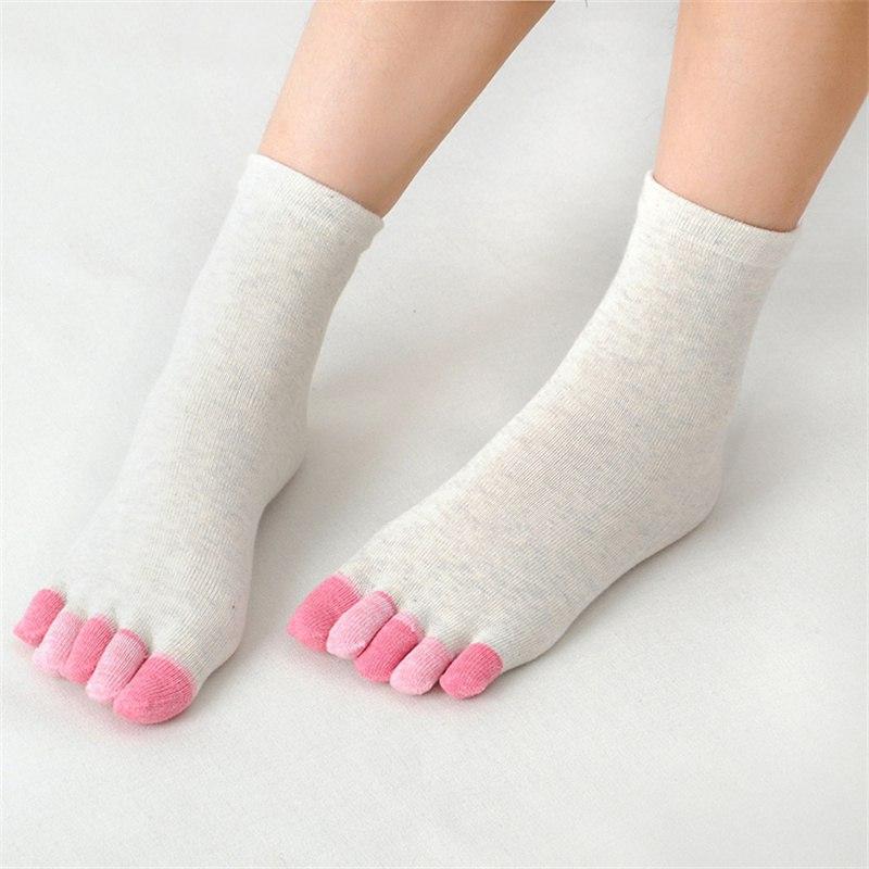 Toe Socks Women's Mid-Calf Sweat Pure Cotton Color Finger Spring