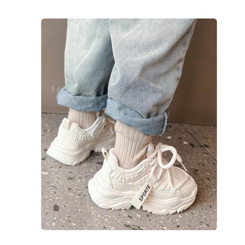 Girls' Sports Shoes Spring New Breathable Children's Daddy Shoes Soft Soles Students Running Shoes Students Small White Shoes