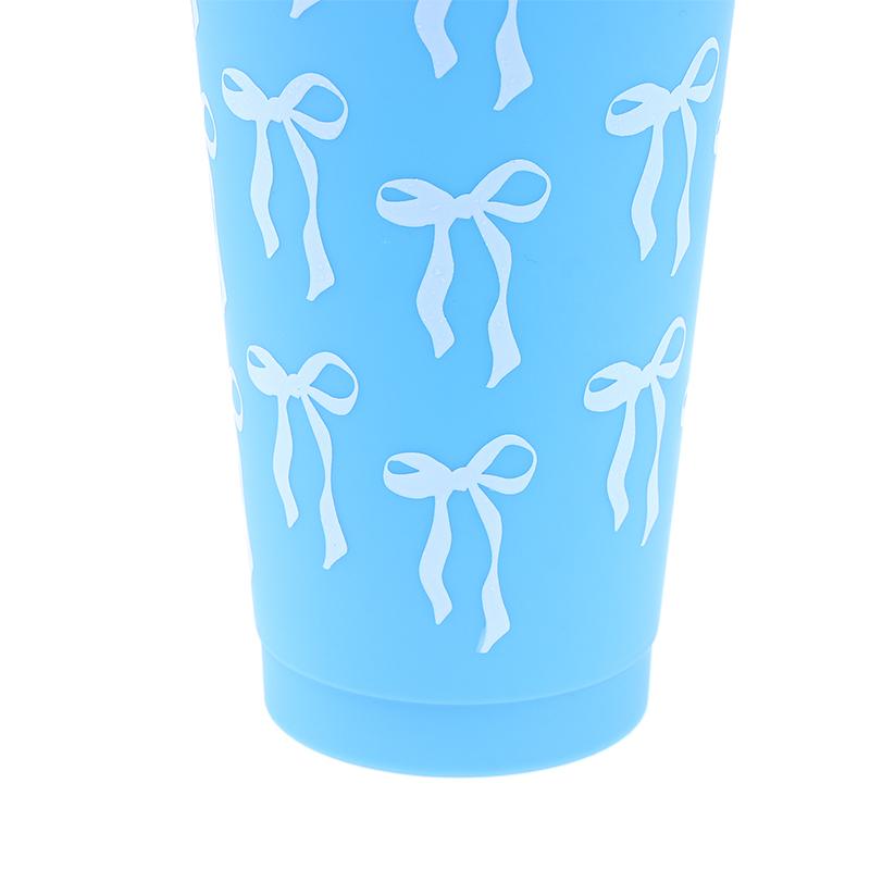 1Pc 710Ml Kawaii Bow Reusable Party Cups With Straw Lid Coffee Juice Tea Cute Tumbler With Straw Plastic Cups Summer Gifts