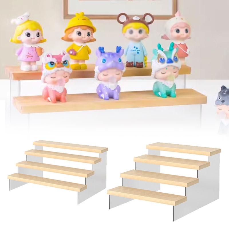 Wooden Riser Display Cosmetic Shelf Organizer Nail Polish Display Riser Stand for Dessert Cupcake Jewelry Collectibles Display