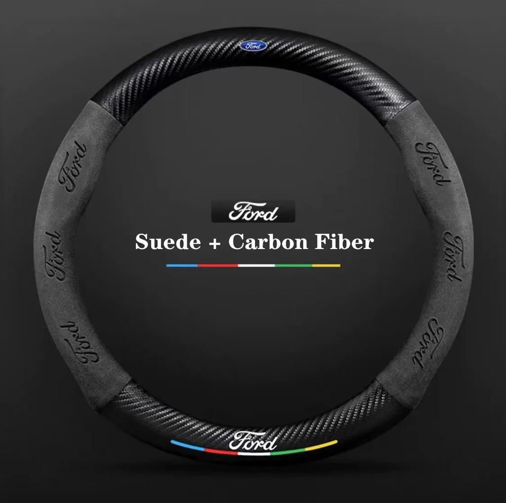 DIPE4 Ford ST EXPLORER EDGE Fiesta Focus Mondeo F150 Fusion Mustang Kuga Ranger Car Anti-Slip Suede Carbon Fiber Steering Wheel Cover