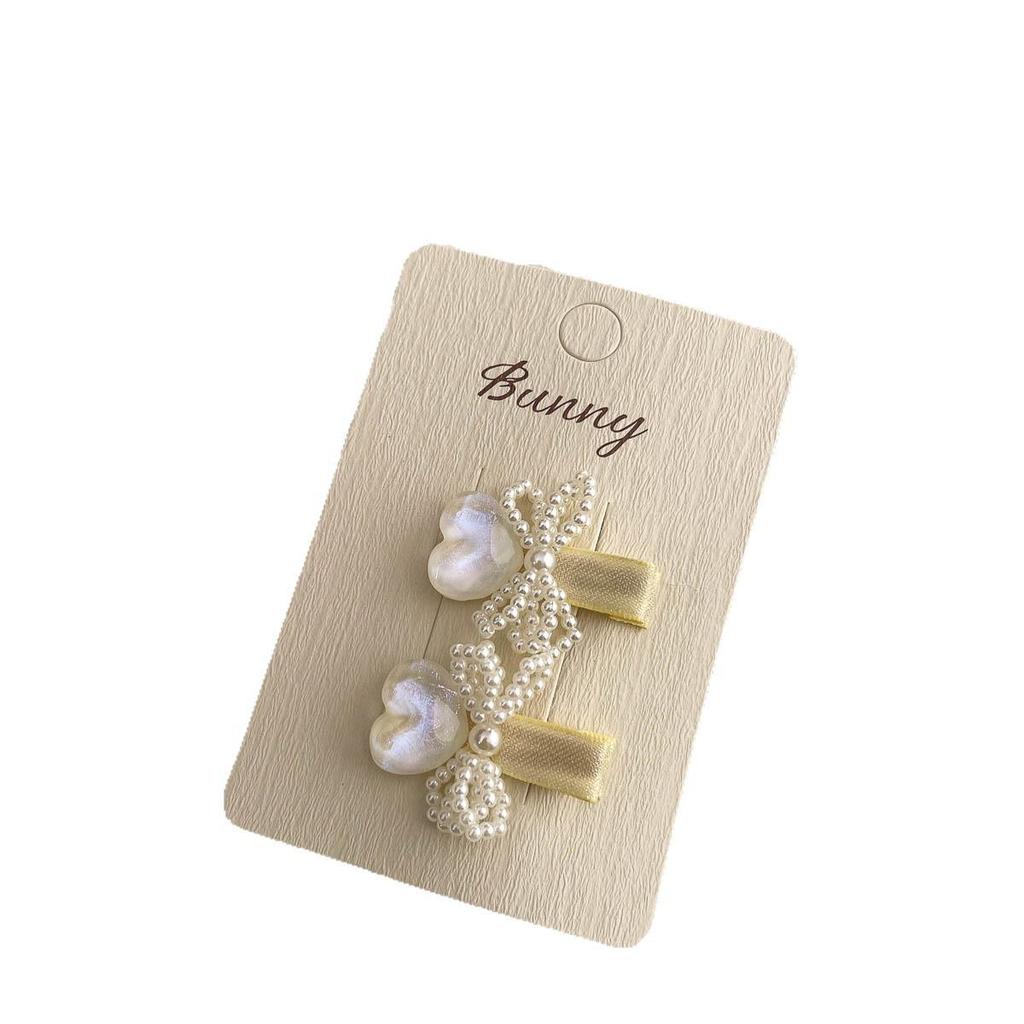 Korean Pearl Knot Heart Hair Clip: Elegant High-Class Accessory for Bangs and Side Hair