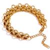 Yhpup Stainless Steel 18k Gold Plated Metal Width Cuban Chain Adjustable Charm Bracelet Bangle Fashion Statement Trendy Jewelry