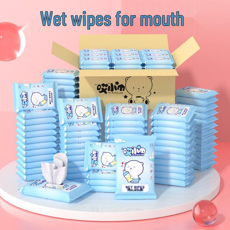 "10-balení přenosných jednorázových vlhčených ubrousků pro kojence a děti: Čištění rukou a úst"