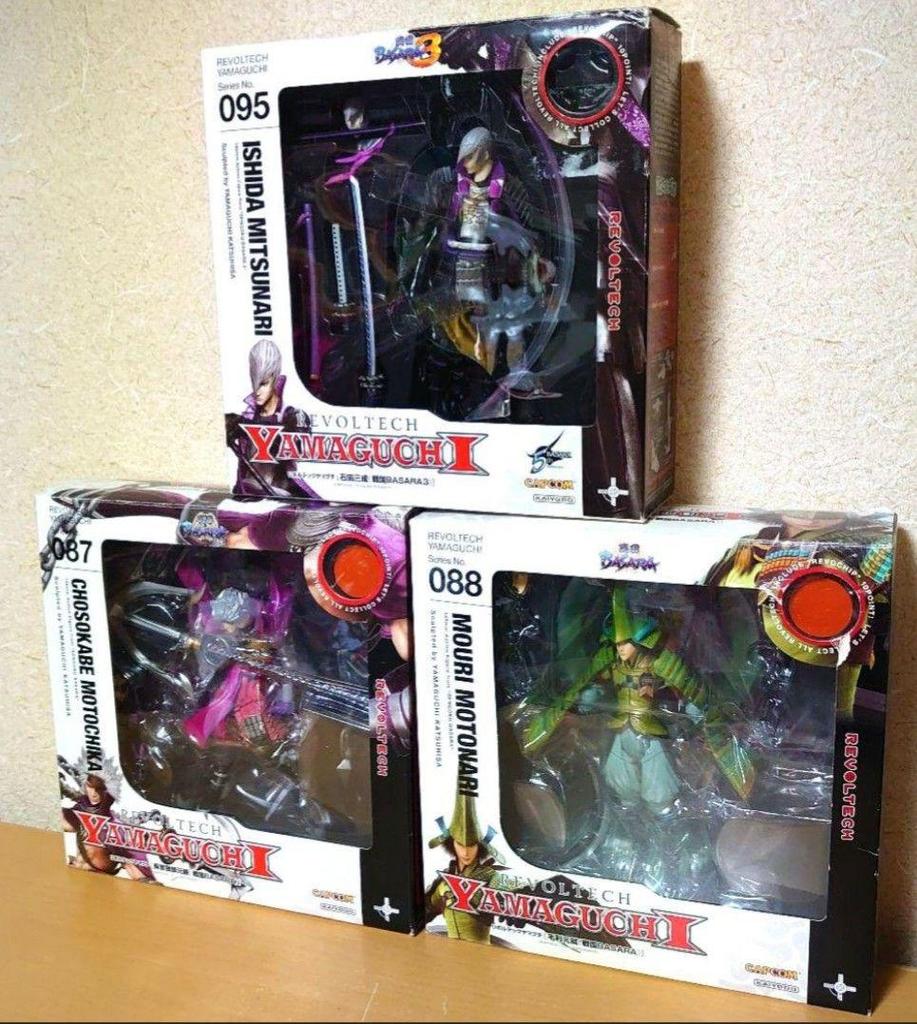 [USED] Revoltech Yamaguchi BASARA Chosokabe Motochika, Mori Motonari, and Ishida Mitsunari Figures