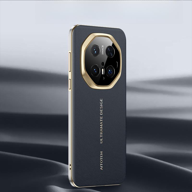 

Подходит для Huawei Mate70rs Extraordinary Master Мобильный чехол Объектив полностью включен 60 секунд смена 70 Гальваническое покрытие Бизнес Кожаный чехол Huawei Mate 60