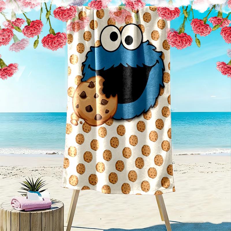 Cookie Monster Print Beach Towel, Large Soft Quick Dry Towel for Beach Camping Swimming