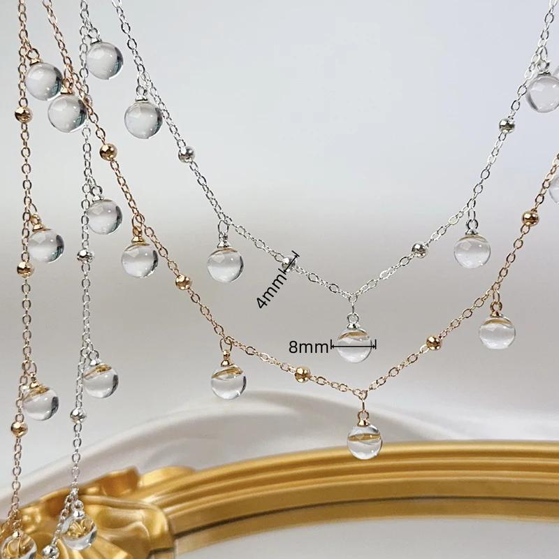 10 Meter Transparent Round Glass Beads Pendant Metal Chain for DIY Teardrop Necklace Bracelets Fashion Chain Accessories