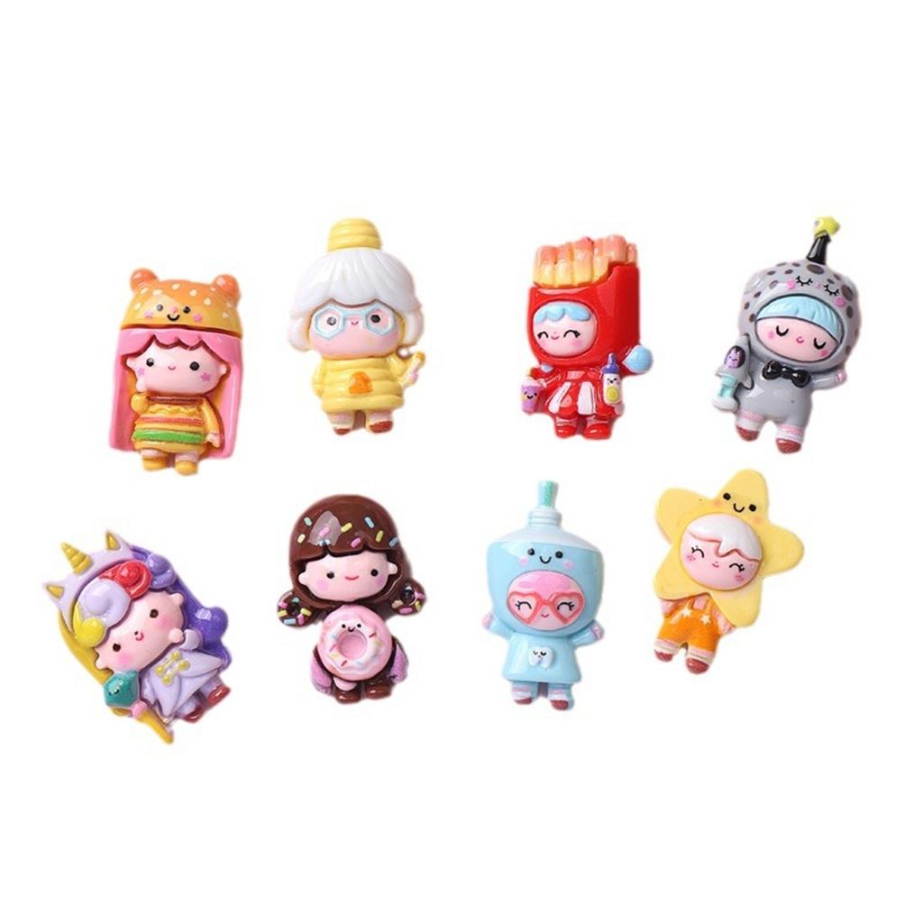 5PCS Resin Colorful Princess Burger Donut Star Cartoon Man Flat Back Stone Figurines Scrapbook DIY Bow Decor Accessories Crafts