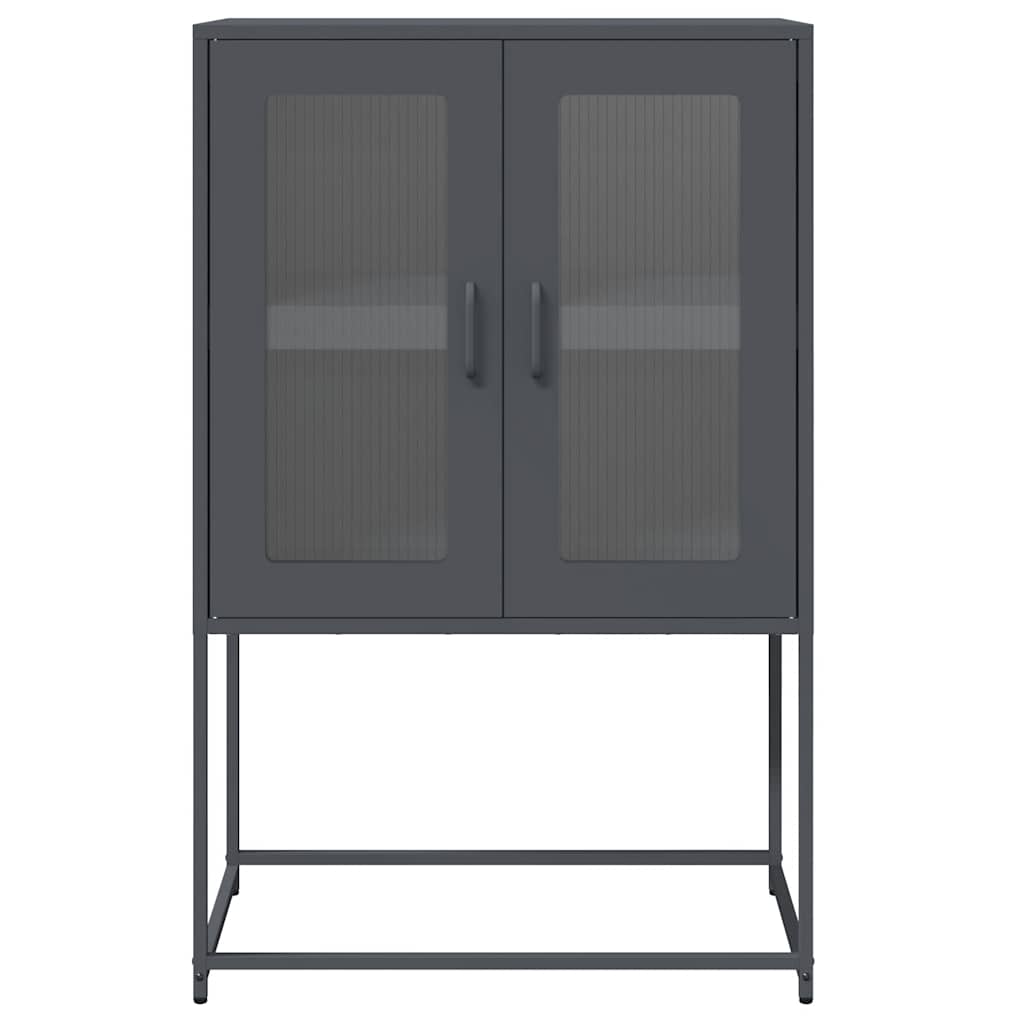 Komoda Wysoka Antracyt 68X39X107 Cm Stal