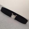 Wide Stylish Womens Elastic Belt For Versatile Outfits In Elegant Black Color