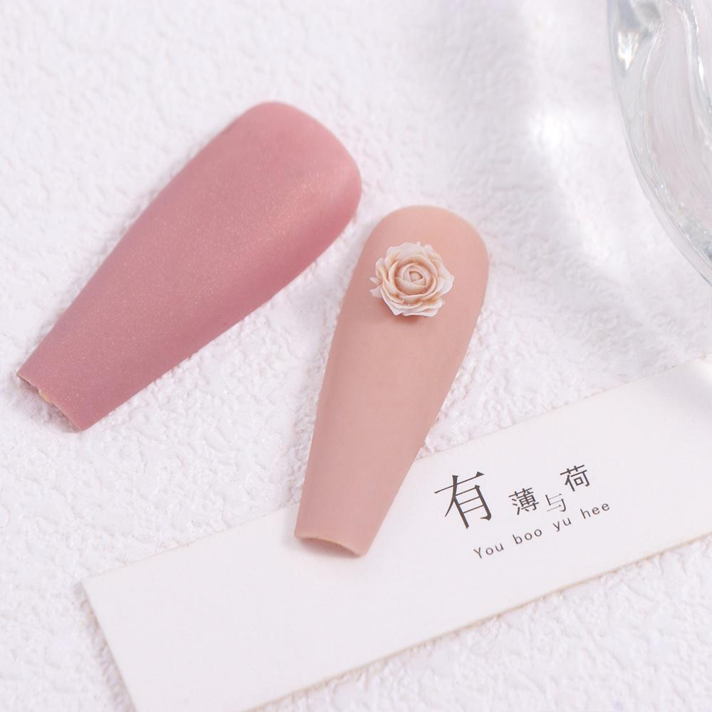50 Pcs Resin Gradient Rose Rose Flower Nails Accessories 3D Mixed Size Nail Drill Accessories  Women