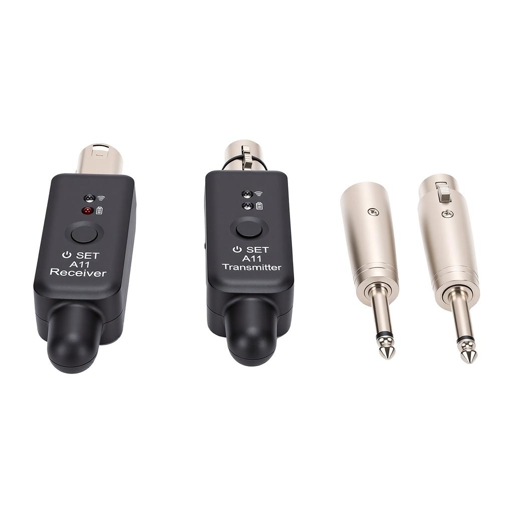 Microphone Transmitter and Receiver Set 2.4GHz XLR to 6.35mm Rechargeable Wireless Microphone Transmitter for PA System