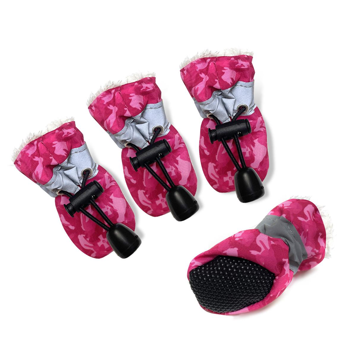 

Dog Shoes for Large Dogs with Printed Medium Dog Boots Paw Protectors for Winter Snowy Day Water-Resistant in Rainy Weather, Ou L розовый
