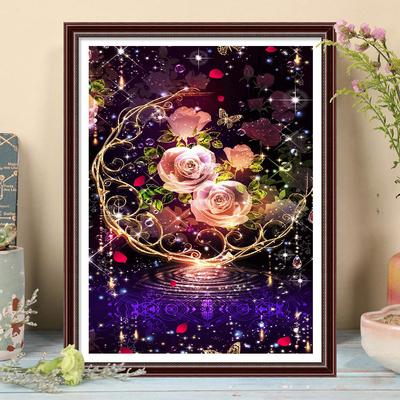 5D-Diamantgemälde zum Selbermachen, rosa Blume, Kreuzstich-Set, Mosaik-Diamant-Stickerei, Rose, voller runder quadratischer Bohrer, Heimdekoration