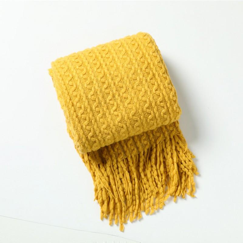 Nordic Knit Throw Blanket Sofa Cover Bed End Air Conditioner Nap With Tassels Millennial