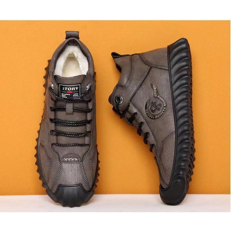 Winter Practical Men's Cotton Shoes with Fleece Lining Warm High-top Cotton Snow Boots Dad Shoes