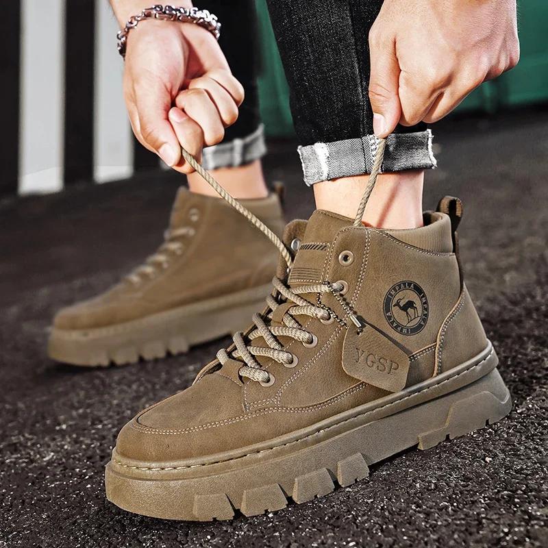 Men's Sneakers Loafers Shoes for Men Men's Autumn Sneakers Sports and Leisure Non-slip Wear-resistant Mid-top Ankle Boots New