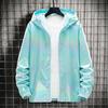 Herren Windbreaker Jacke Farbverlauf Bunt Ultra Dünn Langarm Elastische Manschette Mantel Mit Kapuze Sonnenschutz Jacke Sonnencreme Kleidung