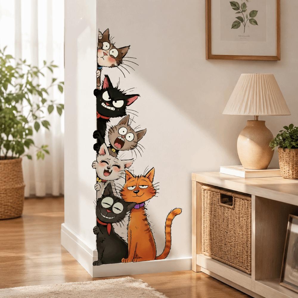 Home Art Cat Wall Stickers Cartoon Art Sticker Creative Wall Beautification Decoration Indoor