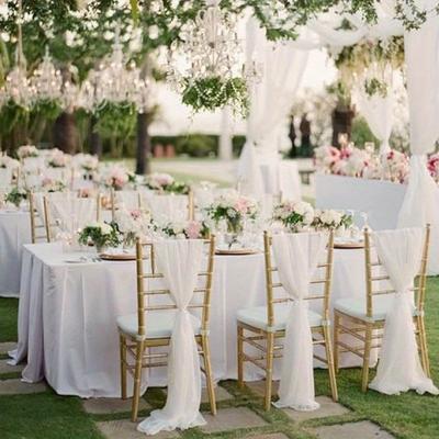 1Pc 29.5*78.7 Inches Chiffon Wedding Chair Decoration for Wedding Banquet Holiday Party Decoration