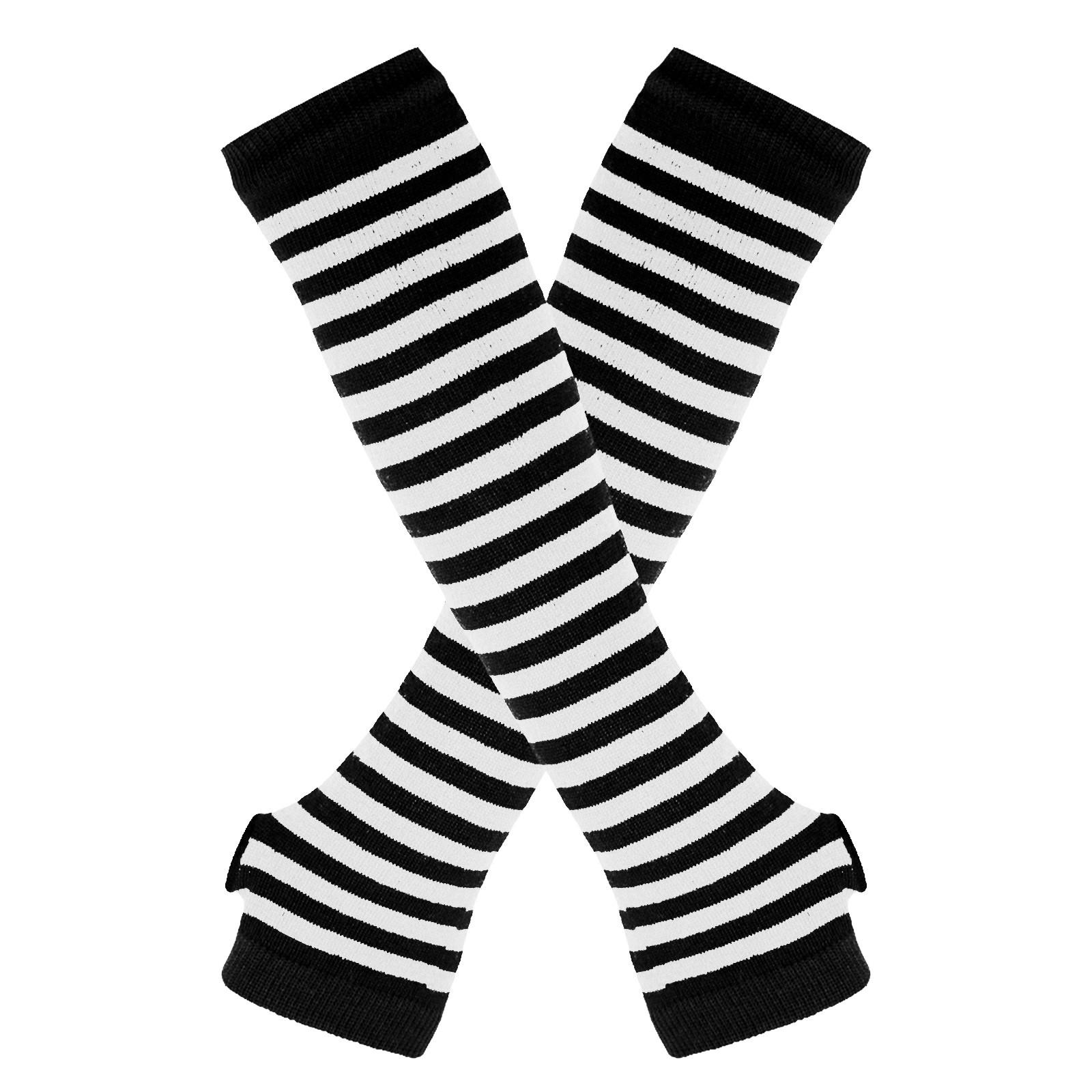 

Модные теплые длинные перчатки, нарукавники, в полоску, открытый хлопок, длинный чехол на запястье One Size чёрный