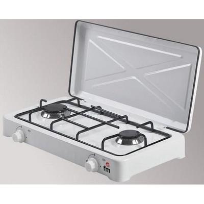 Gaskochfeld - FM Calefacción - HG-200 - 2 Brenner - Emailliert - Weiß