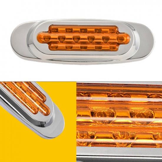 2/4/10X 6.5" Amber Side LED Marker Lights Chrome 12V Clearance Truck Trailer