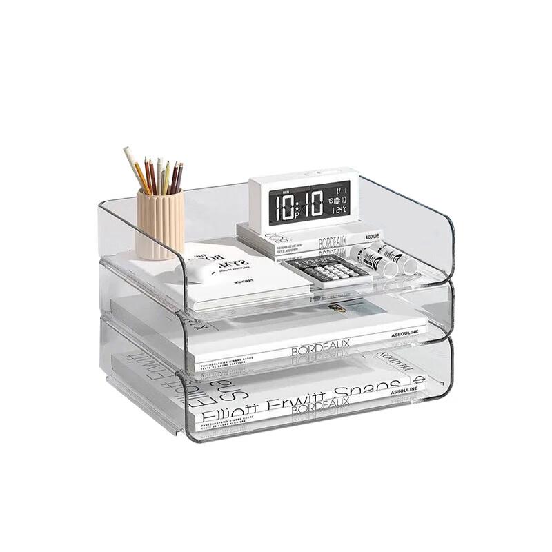 Transparent 3-Tier Desktop File Organizer