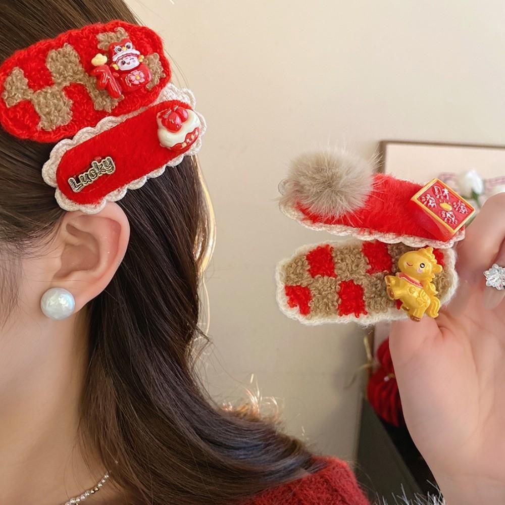 Hair Clip Chinese Yuanbao Horse Hairpin Hanfu New Year Red Hairpin  Horse New Year Gift