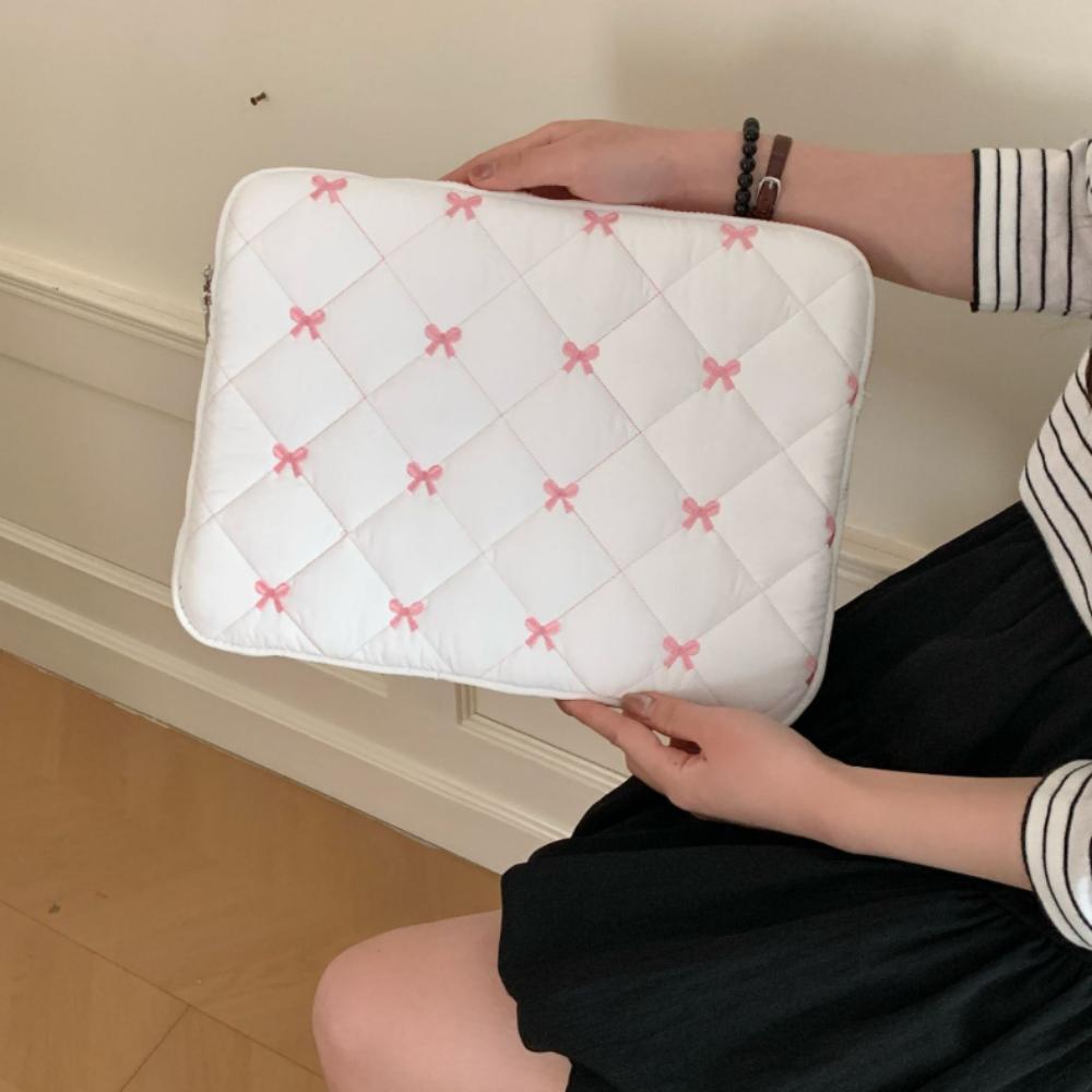 

Lightweight Bow Laptop Sleeve Cute Design Notebook Storage Pouch Bow Knot Tablet Sleeve Office 15-15.6inch білий