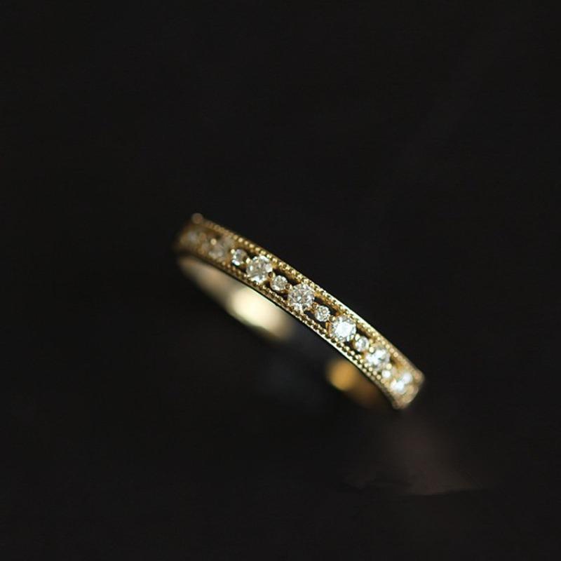 

S925 sterling silver plated 14K gold ring exquisite hollow retro commuter versatile and delicate Port code no. 7 серебро белый